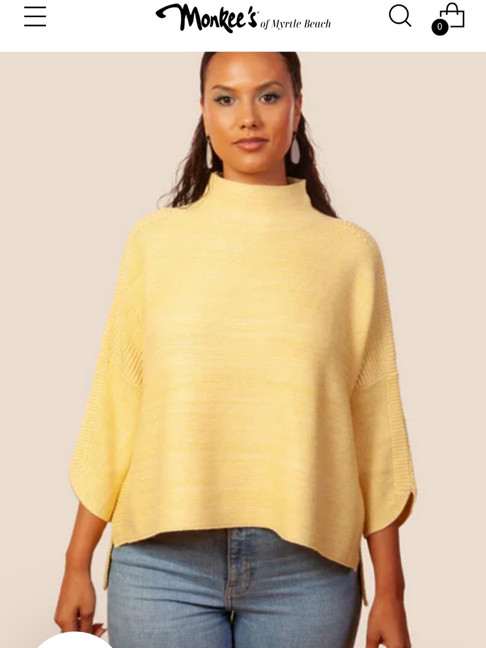 Kerisma Soft Yellow Mock Neck Sweater